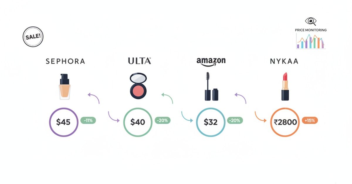 How Beauty Brands Can Use Competitor Price Monitoring Across Sephora, Ulta, Amazon & Nykaa